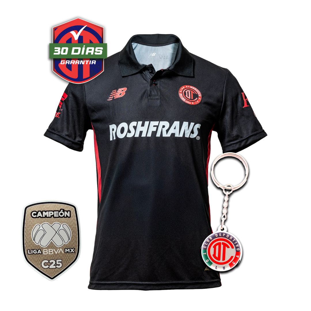 Toluca Third Negro 2025/26 + Parche de Campeón