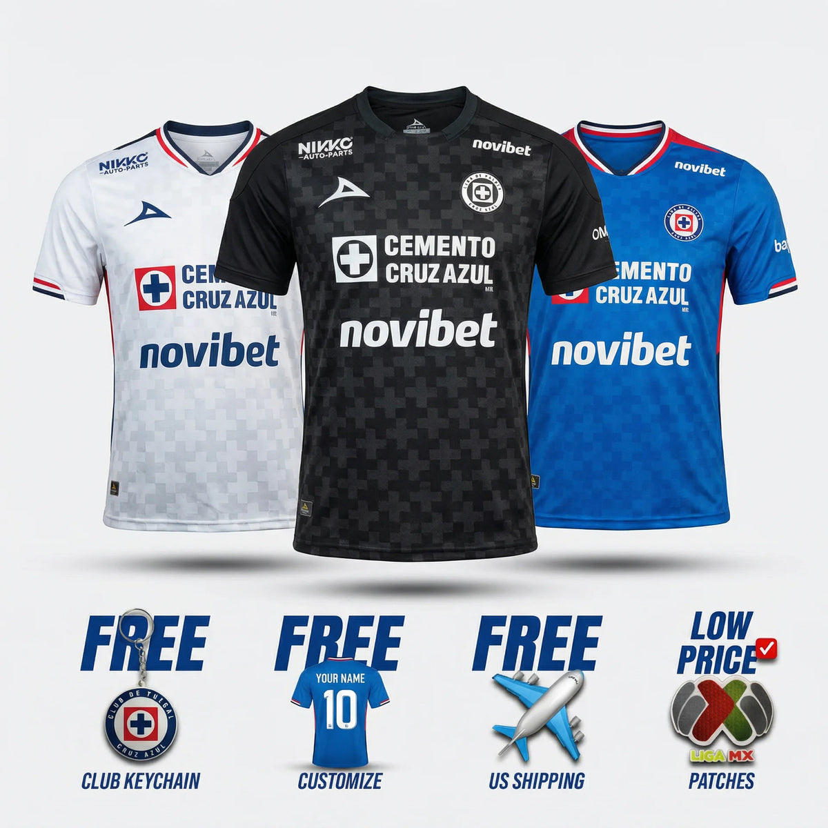 COMBO Cruz Azul Home, Away and Third 25/26