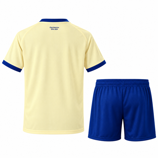 Club América - Yellow 110th Anniversary 26/27 Kids Kit — back on white background
