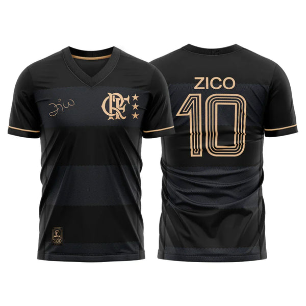 Flamengo - Retro Black and Gold 1981 Jersey #10 Zico