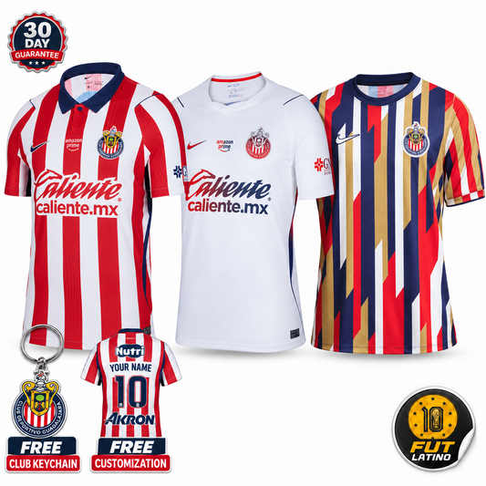 Chivas Home Away and Training 2026/27 combo with free club keychain and customization