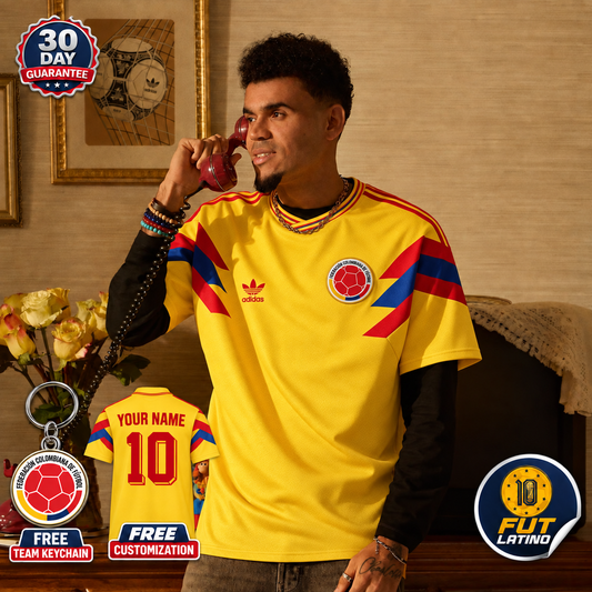 Colombia - Away Retro 1990 Jersey — 30 day guarantee, free team keychain and free customization