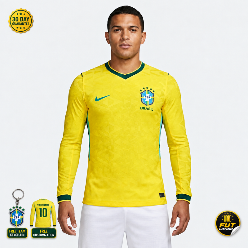 Camisa Brasil - Titular 2026 Versão Jogador Manga Longa