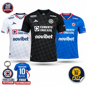 COMBO Cruz Azul Home + Away + Third 25/26 — 30 day guarantee, free team keychain and free customization