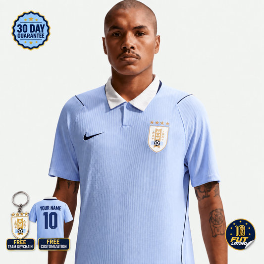 Uruguay - Home 26/27 Player Version Jersey — 30 day guarantee, free team keychain and free customization