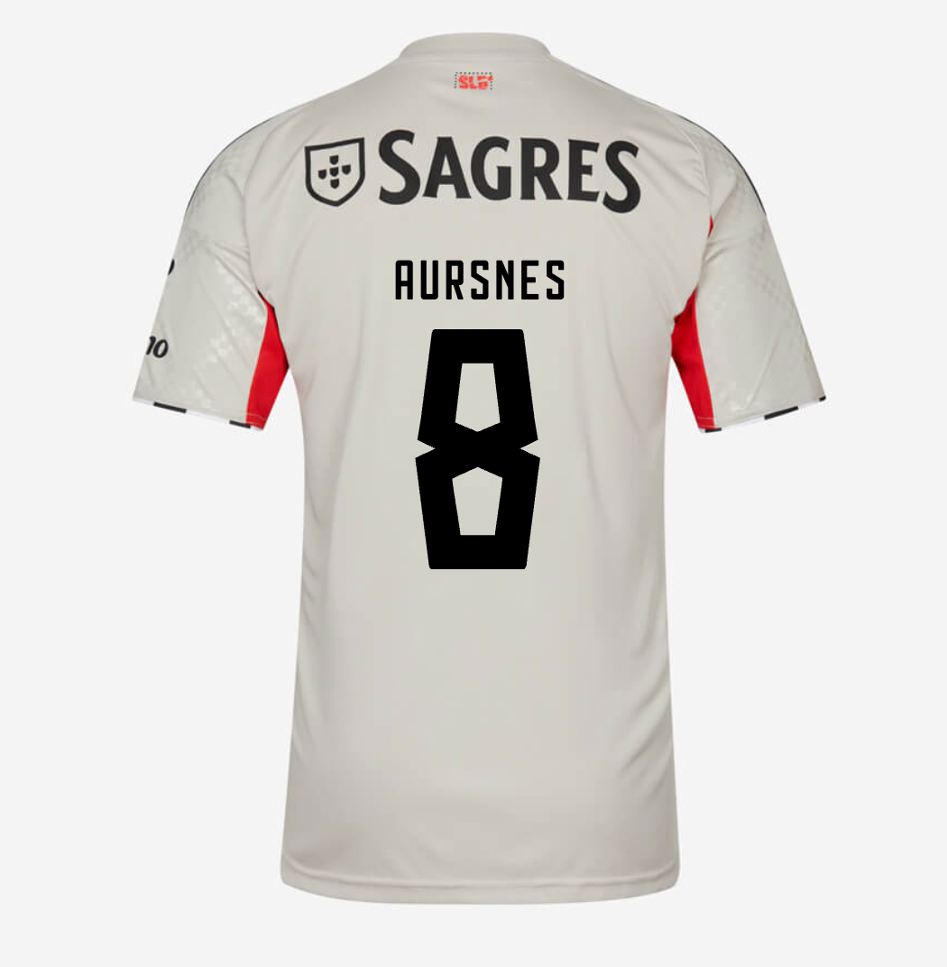 Jersey Benfica - Visitante Beige 25/26 Versión Aficionado #8 Aursnes