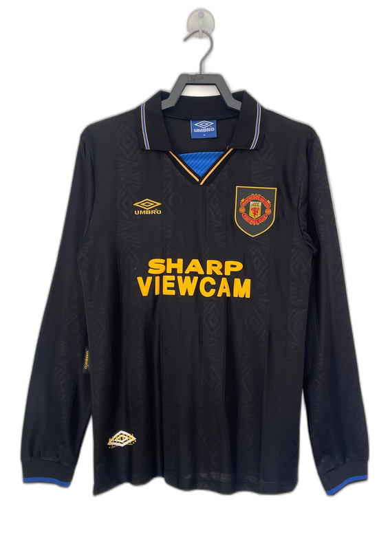 Jersey Manchester United - Retro Negro 1993/94 Manga Larga