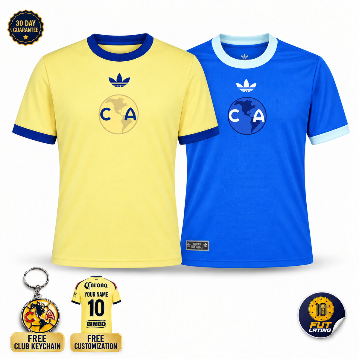 COMBO Club América Anniversary Yellow + Blue 26/27 Fan Jerseys